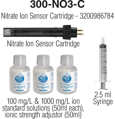 Horiba 300‑NO3‑C Nitrat‑Elektrode im Paket mit Kalibrierlösungen und Spritze